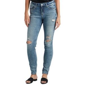 NWT -SILVER JEANS CO- ELYSE SKINNY JEANS (HIGH RISE) 24W x 29L DISTRESSED